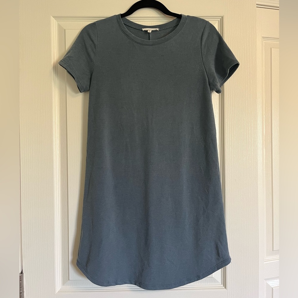 Wasabi + Mint Terry Tee Dress in Slate Blue - Size S